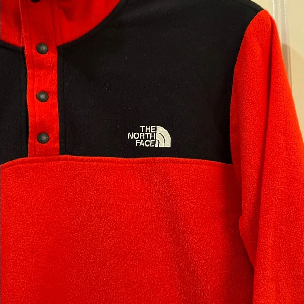 The North Face Red and Black Snap-Front Fleece Pullover